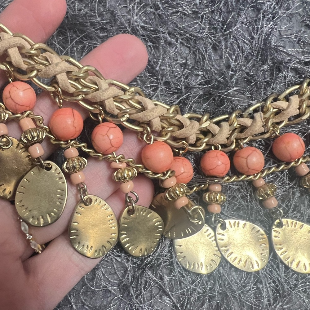 Y2K Coral and Gold Necklace - Picture 8 of 15